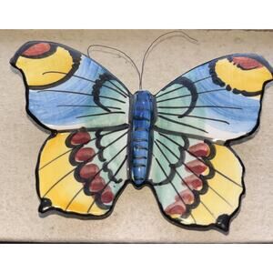 Antara Portugal Butterfly-Hand‑Painted Ceramic Wall Décor • Vintage Figurine Art